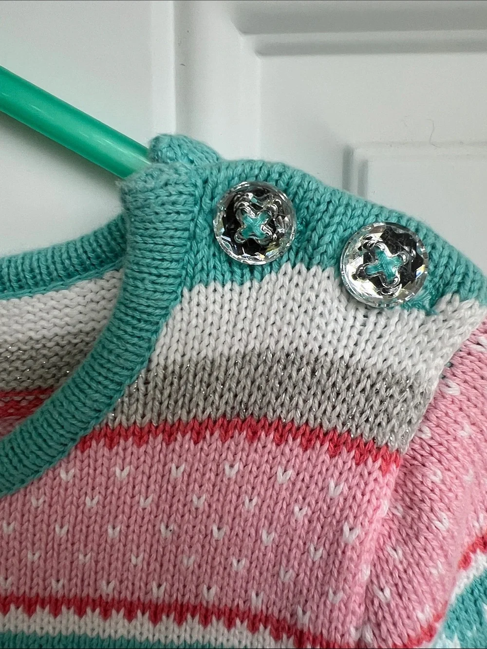 Gymboree Teal, Pink & White Striped Knit Dress